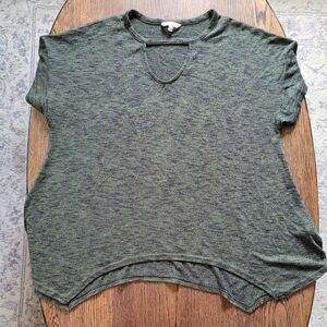 Juicy Couture Green Merled Split V-neck Short Sleeve Shirt Size Women's Large